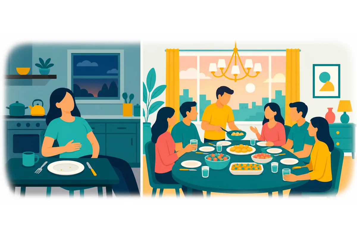 She told me that she had already eaten, so she wouldn't join us for dinner.