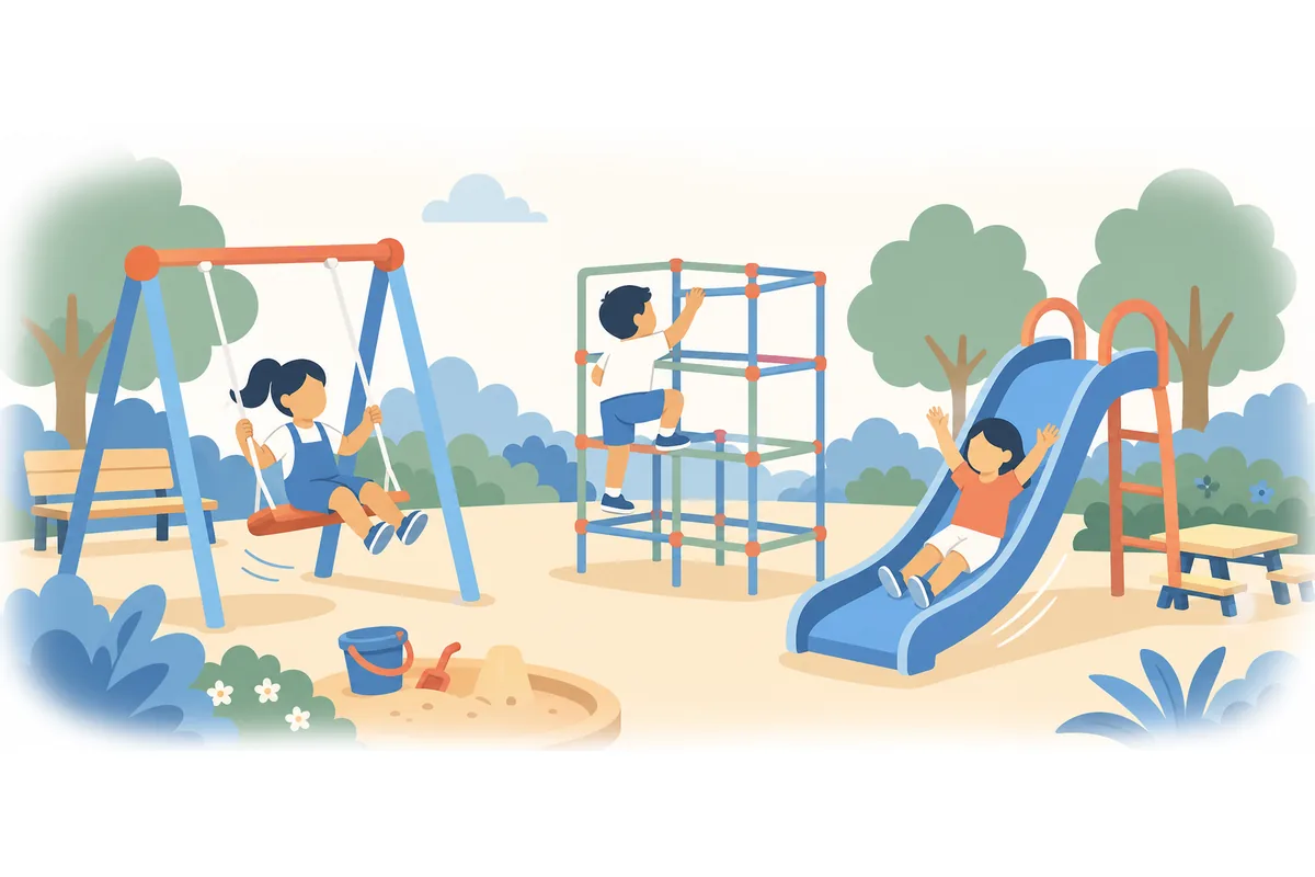 The children's playground is fun.