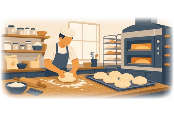 The baker shaped the dough into round loaves.