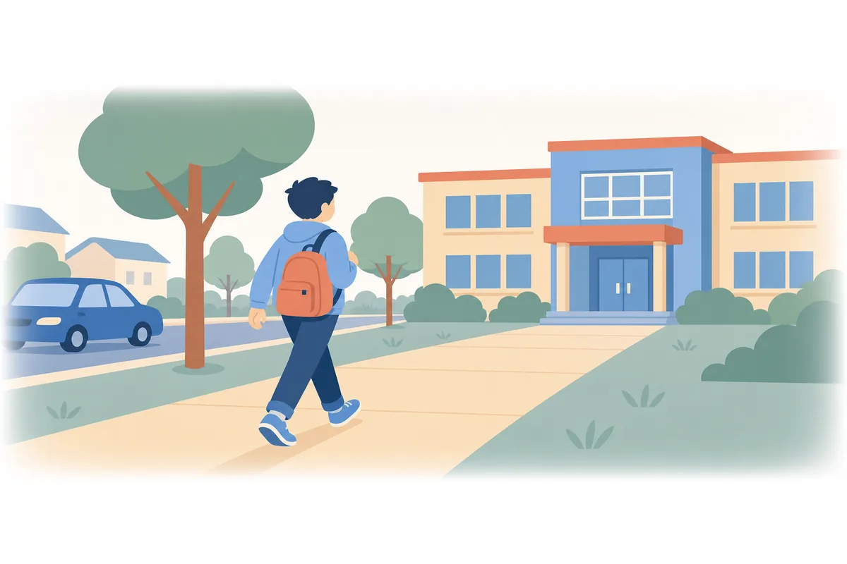 I walked to school this morning.