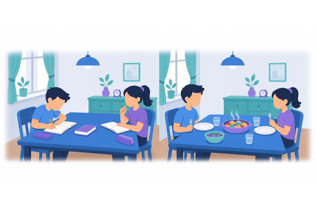 We did our homework before dinner.