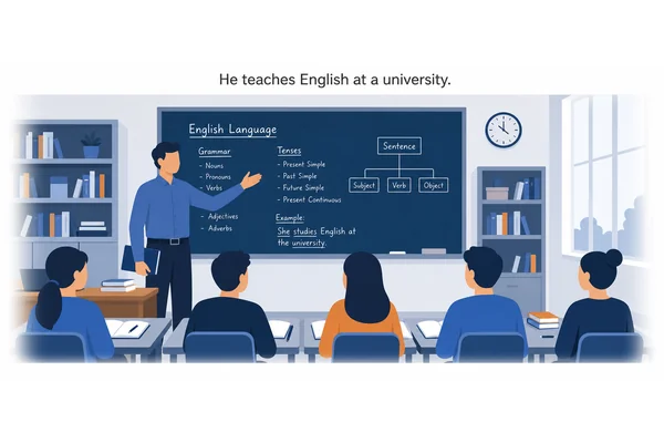 He teaches English at a university.