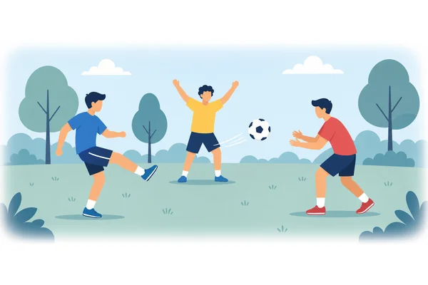 We play football on Sundays.