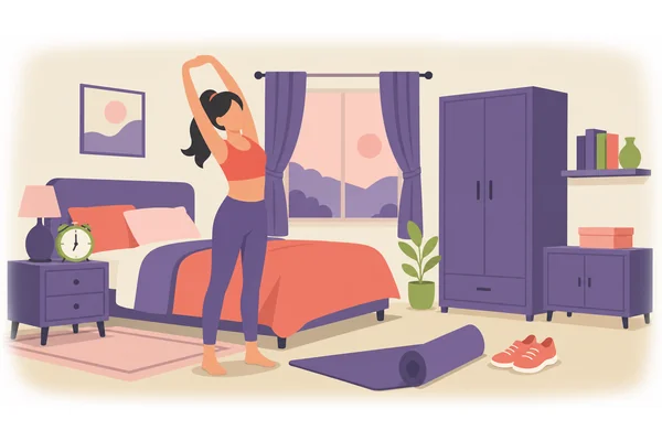 She wakes up early in order to exercise before work.