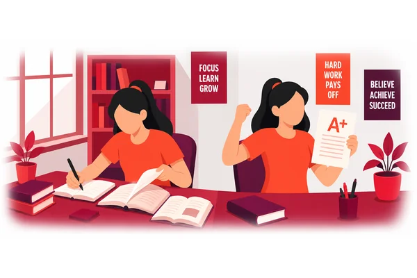 She studied hard, so she passed the exam.