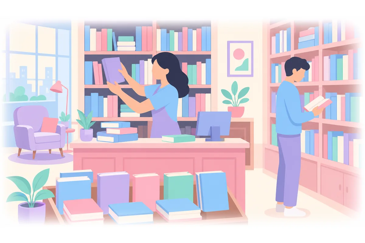 She owns a small bookshop in the city center.