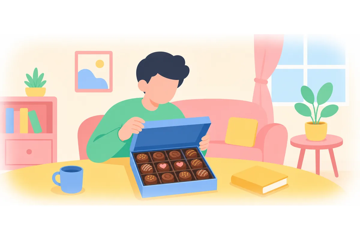 The box contains 12 chocolates.