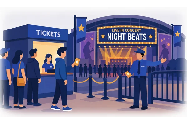 Unless you have a ticket, you can't enter the concert.