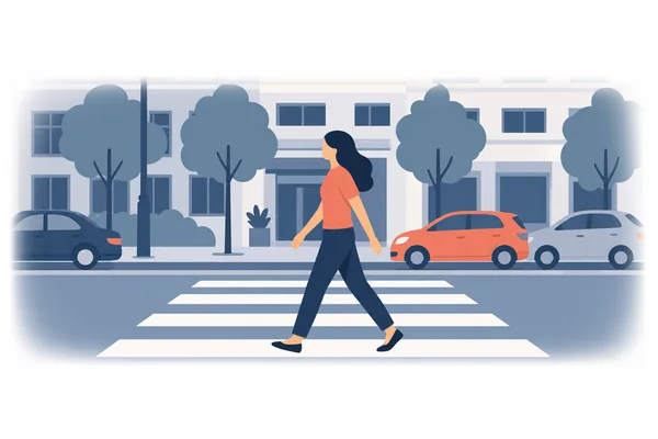 She walked across the street.