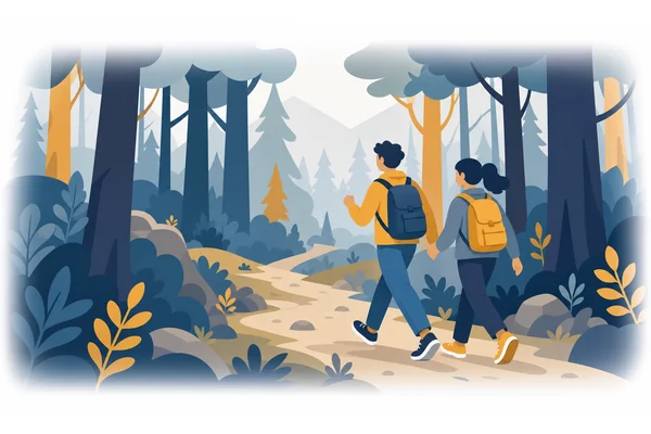 We walked through the forest.