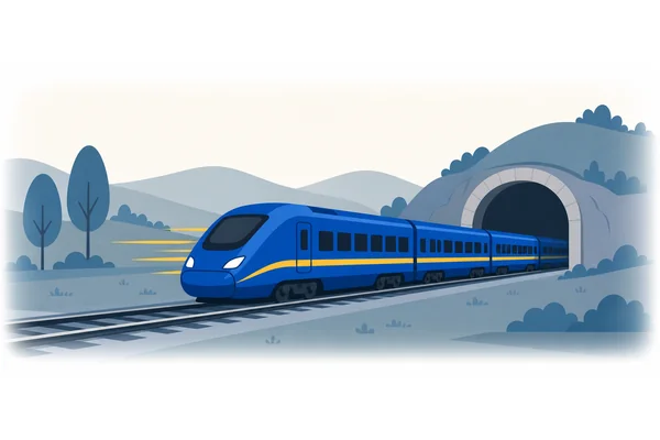 The train goes through the tunnel.