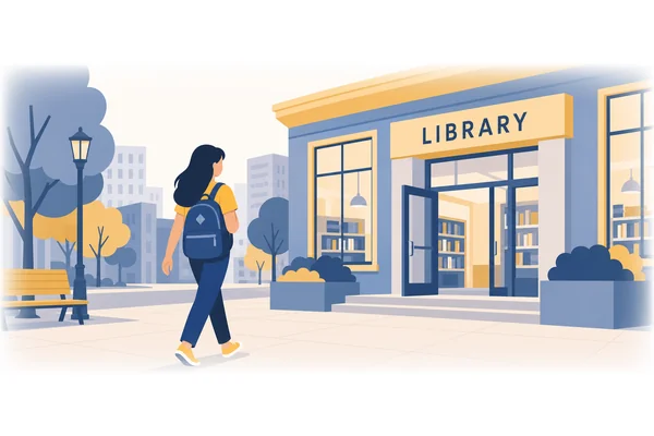 She walked to the library after school.