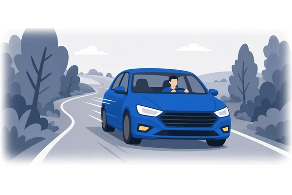 You're driving too fast on this narrow road.