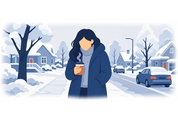 She wore a warm sweater beneath her winter coat.