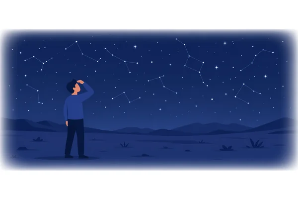 Please look up at the sky and see the stars.