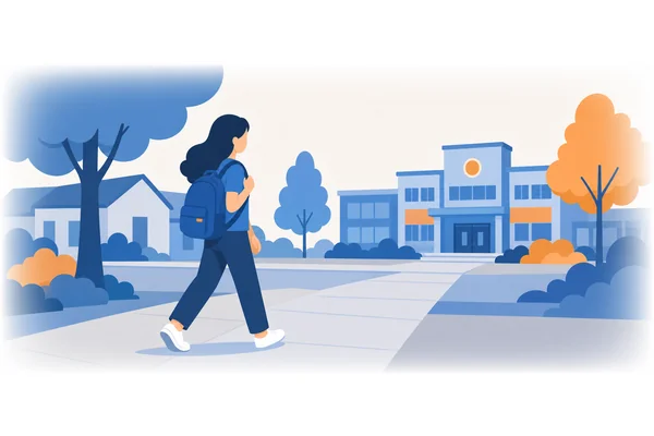 She walks to school every day.