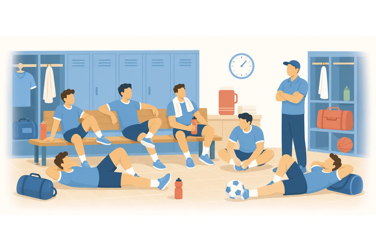 The coach let the players rest before the match.