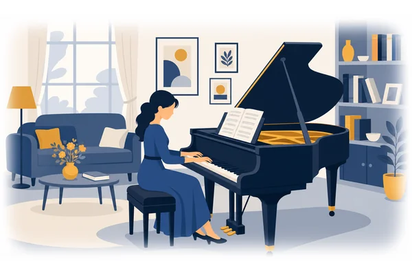 She is very good at playing the piano.