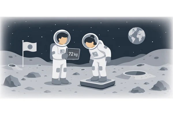 If we were on the moon, we would weigh less.