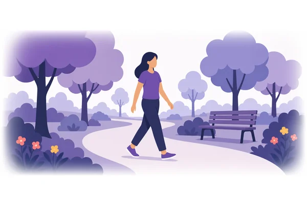 She walked slowly through the park.