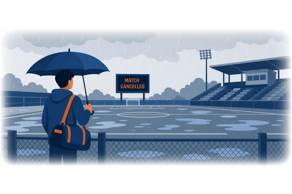 It was because of the rain that the match was cancelled.