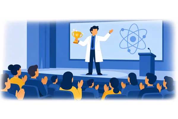 The scientist who discovered the new element received an award.