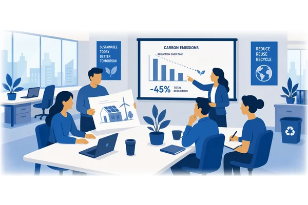 The company prioritizes sustainability. In other words, they aim to reduce their carbon footprint.