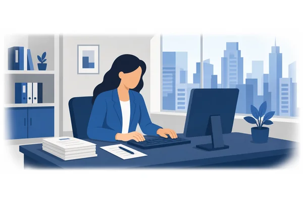 She is writing a report for her manager.