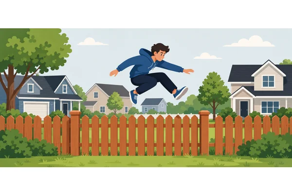 He jumped over the fence quickly.