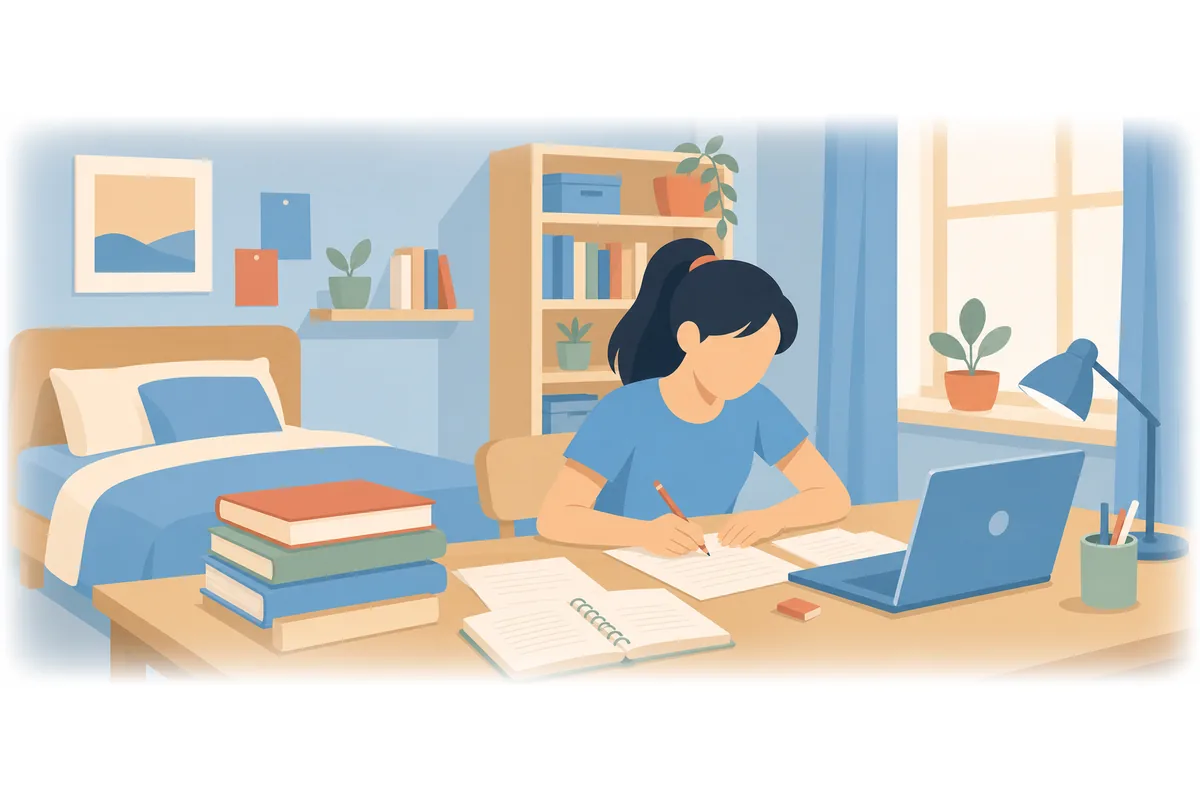 She has a lot of homework to do.