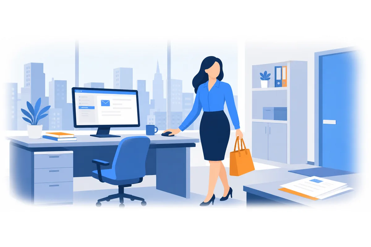 Before leaving the office, she sent an email to her team.