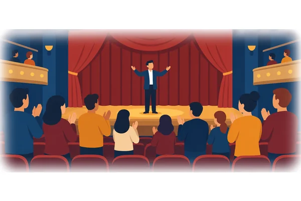 So impressive was his performance that the audience stood up.