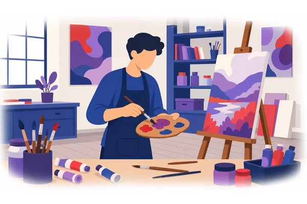 If you mix red and blue, you will get purple.