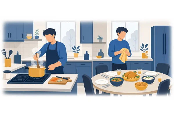 By the time you arrive, I will have been cooking for three hours.