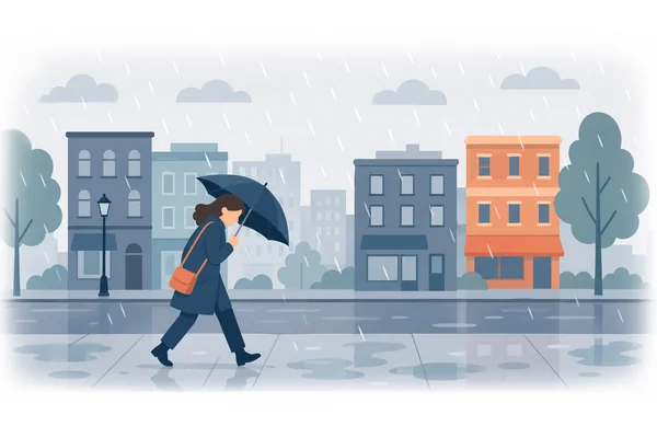 I was walking home when it started to rain.