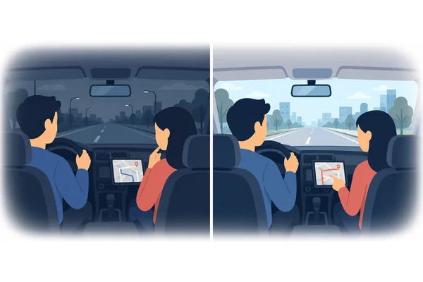 How long had they been driving when they realized they'd taken the wrong route?