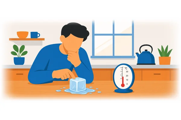 Ice melts if the temperature rises above 0°C.