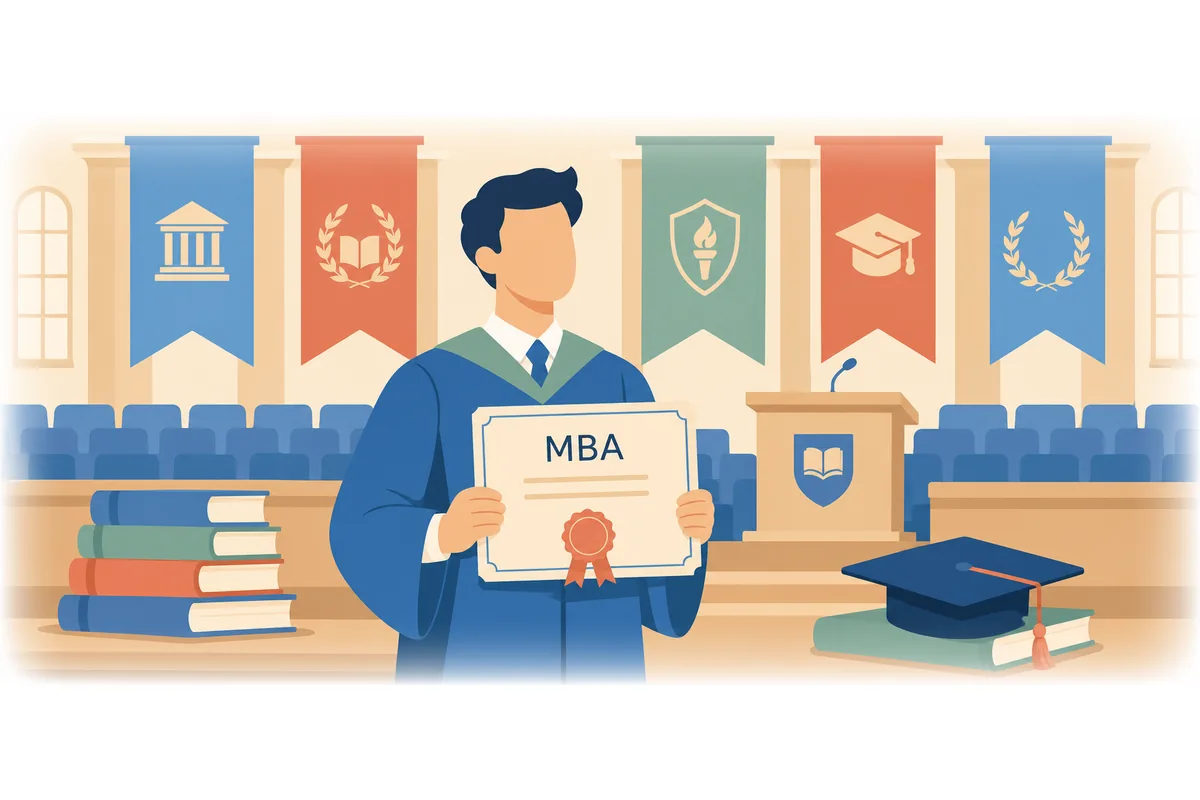 He got an MBA degree.
