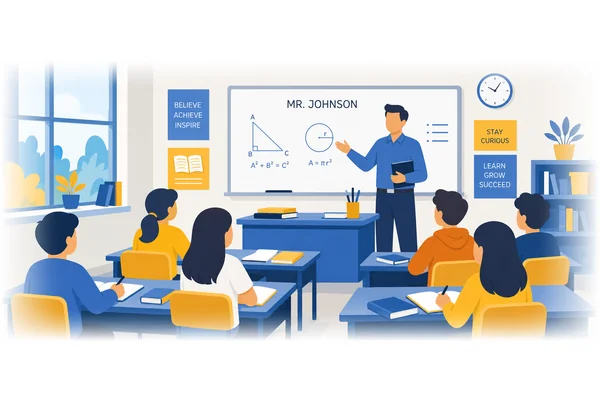 The teacher that we like is Mr. Johnson.