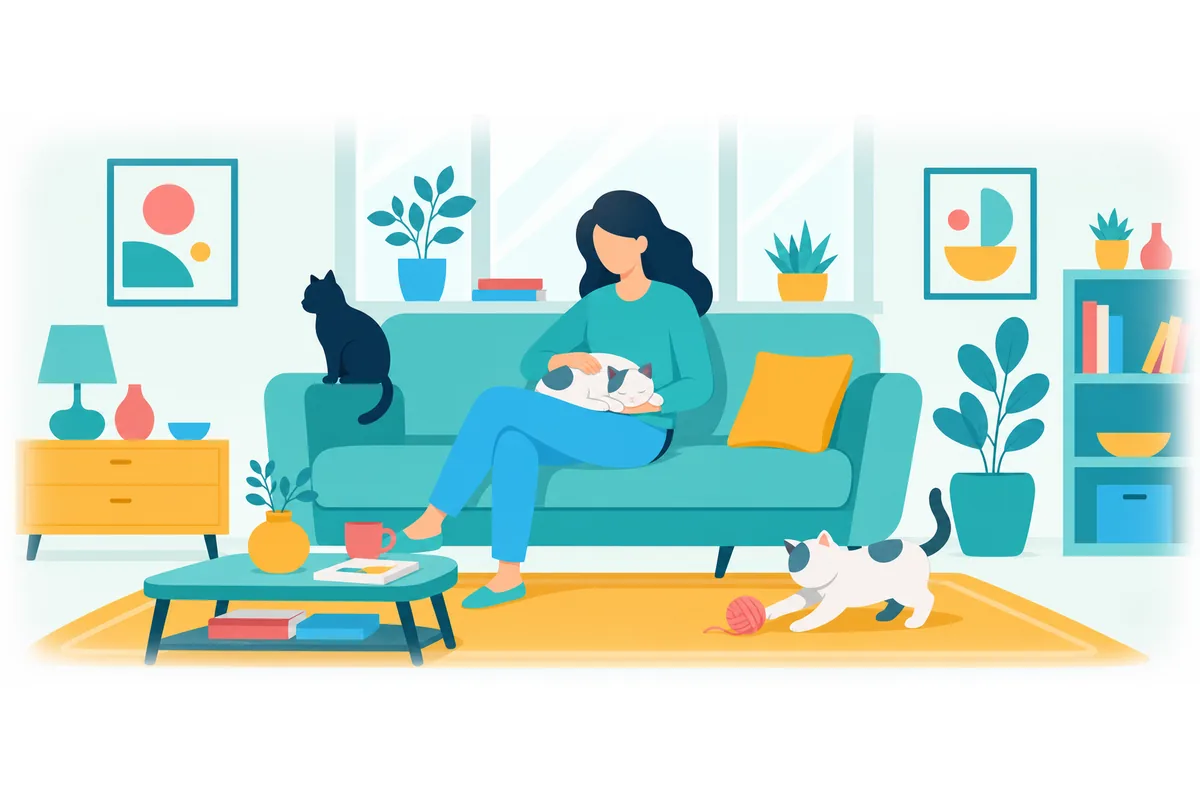 She has three cats at home.