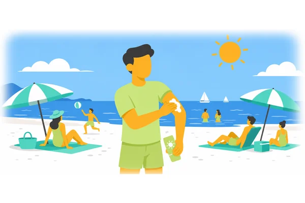 If the sun is very hot, we wear sunscreen.